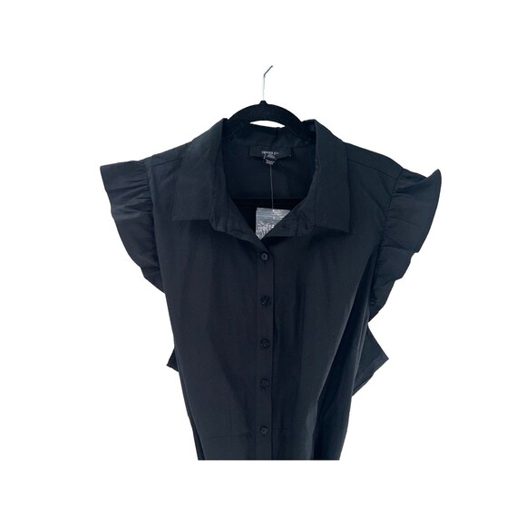 Women's Forever 21+ Black Flutteer Sleeve Woven Shirt Dress Size 3X - Picture 3 of 7